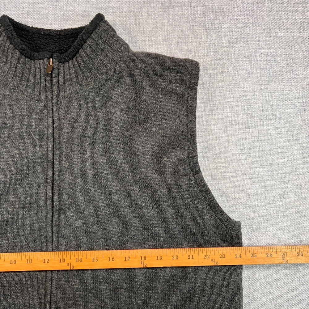LL Bean Lambswool Zip Sweater Vest Men XL Gray Sherpa Lined Heritage Cabincore - Picture 5 of 8